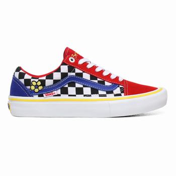 Damske Tenisky Vans Brighton Zeuner Old Skool Pro Svetlo Červené/Modre VA32RUFKT